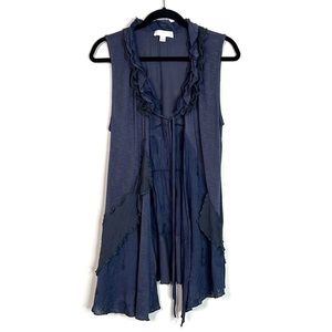 BOO RADLEY Australia boho ruffled blue long vest size Small